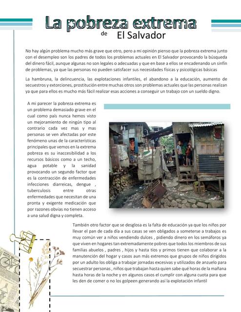 La Pobreza Extrema de el Salvador | Daniela Michelle Montalvo Alfaro ...