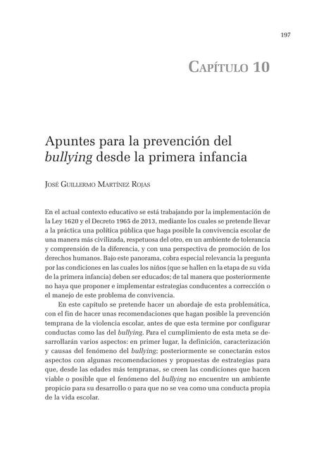 Apuntes para la Prevención del Bullying desde la Primera Infancia