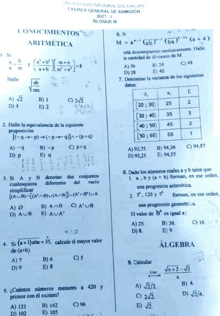 Unac Examen Admisión B Iii U Jeancarlo M Udocz Unac Examen Admisión B Iii U Jeancarlo M Udocz