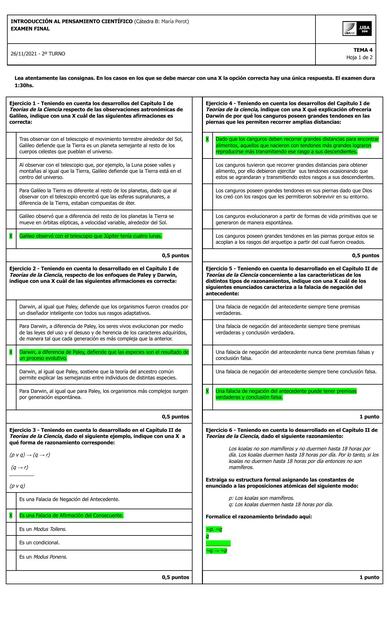 Examen Final - Introducción al Pensamiento Científico