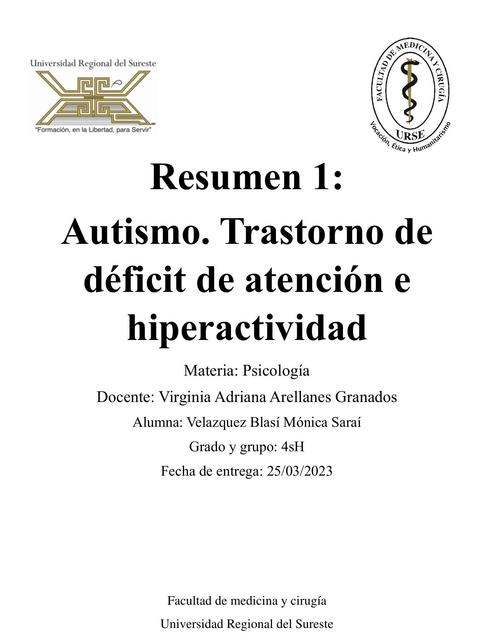 Autismo trastorno de déficit de atención e hiperactividad 