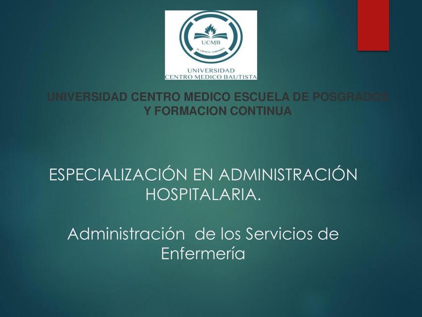 Administración  de los Servicios de enfermería 