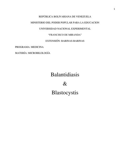 Balantidiasis y Blastocystis  