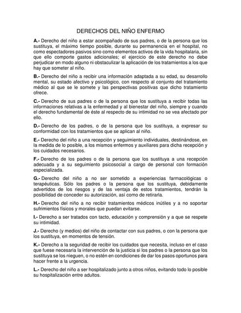 Derechos del niño enfermo 