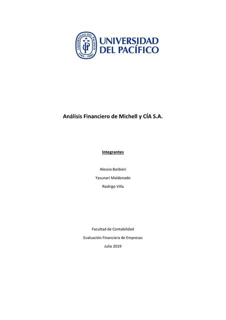 Análisis financiero de Michell y CÍA