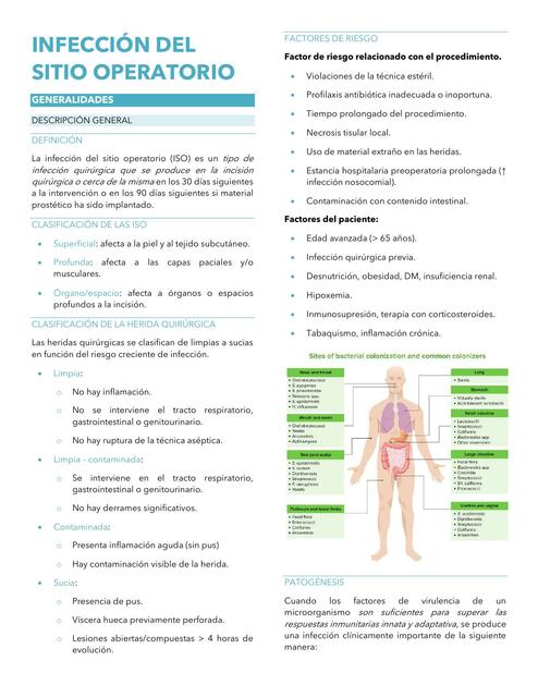 Infeción del Sitio Operatorio (ISO)