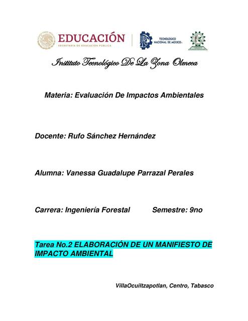 Manifiesto de Impacto Ambiental