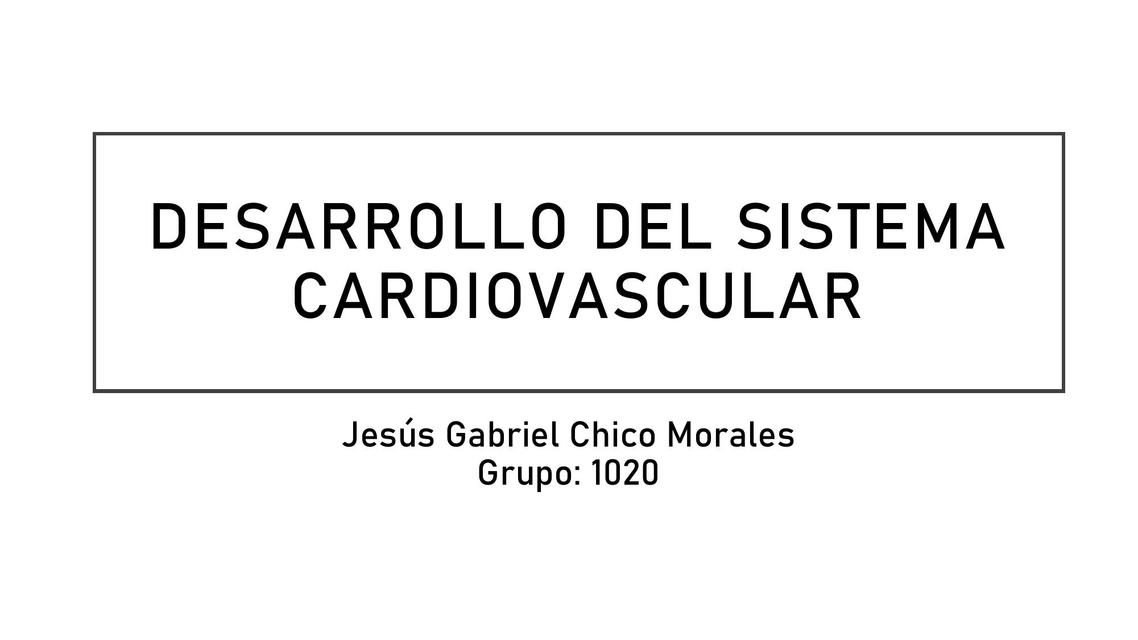 Desarrollo del Sistema Cardiovascular  