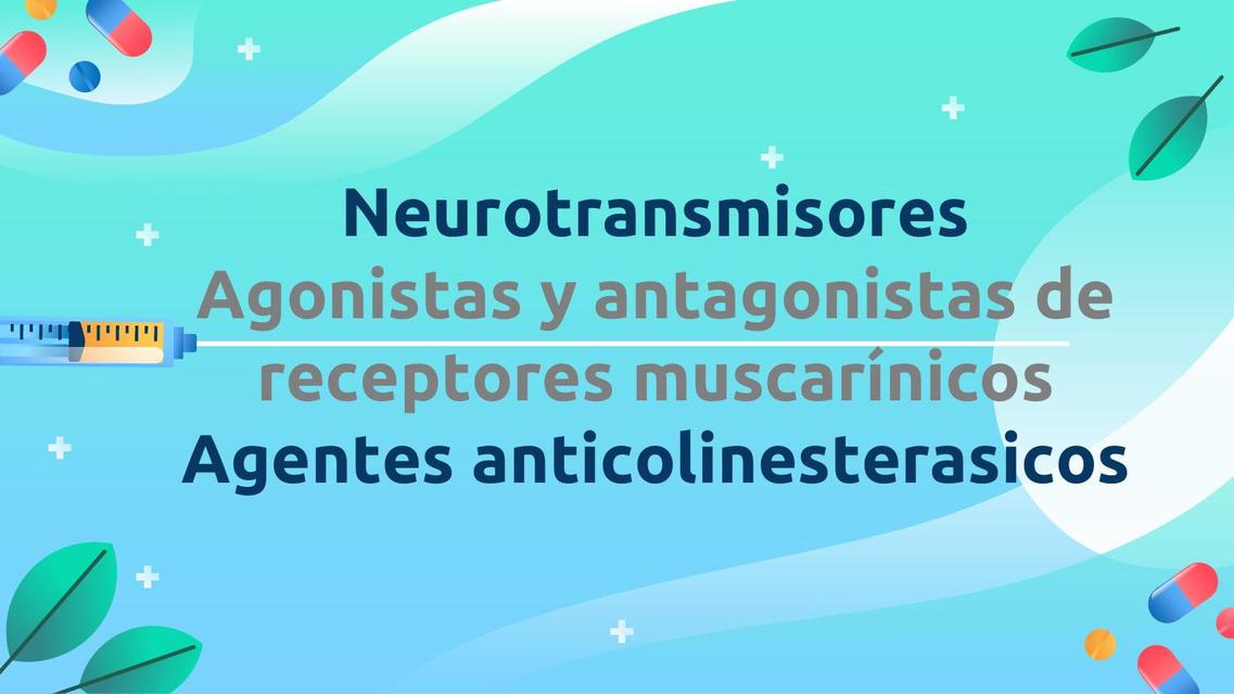 Neurotransmision Agonistas y Antagonistas muscarinicos