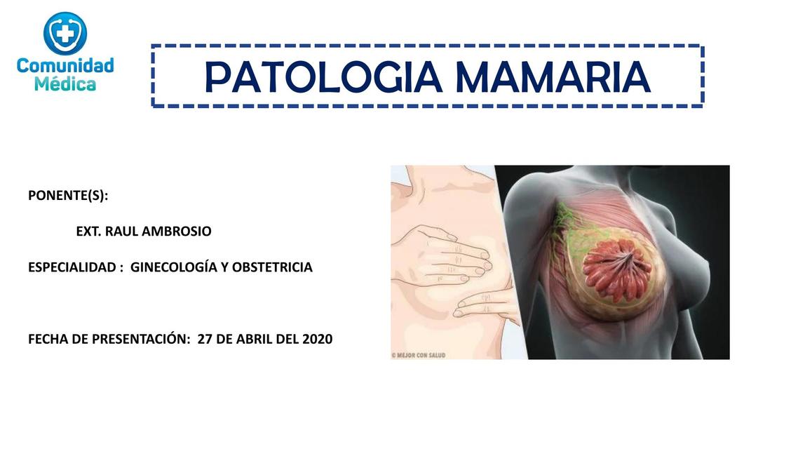 PATOLOGIA MAMARIA ( RESUMEN DEL VIDEO)