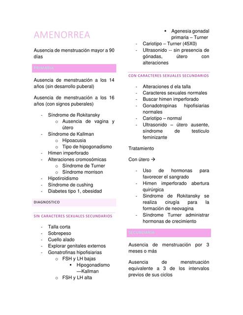 Amenorrea  y Miomatosis 