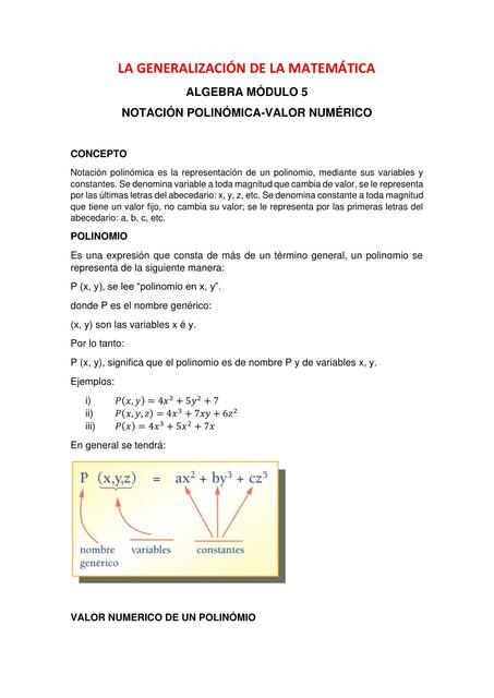 La Generalización de la Matemática 