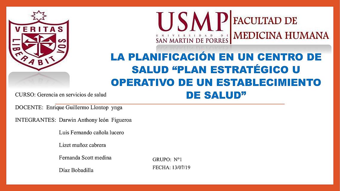 PLANIFICACIÓN EN UN CENTRO DE SALUD