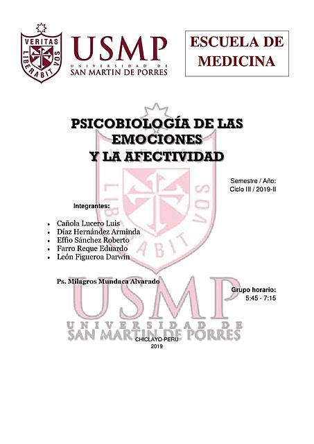 PSICOBIOLOGÍA DE LAS EMOCIONES Y LA AFECTIVIDAD