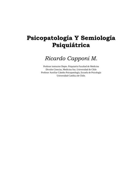 Psicopatología y Semiología Psiquiátrica 