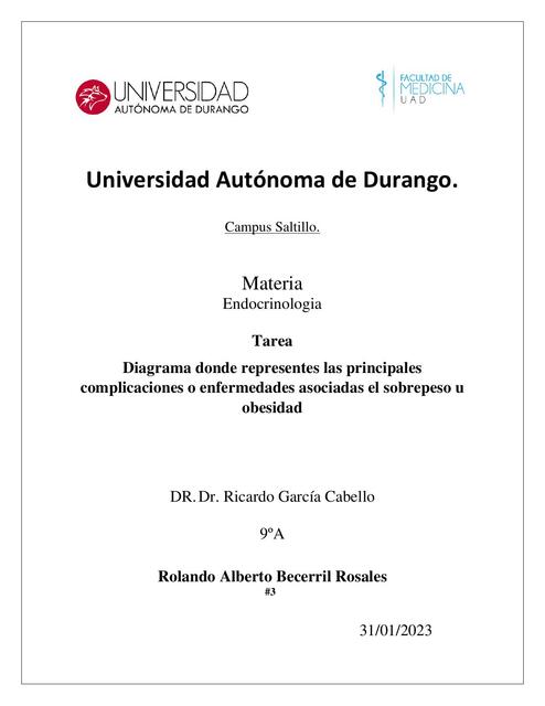 Diagrama donde representes las principales complicaciones  asociadas al sobrepeso 