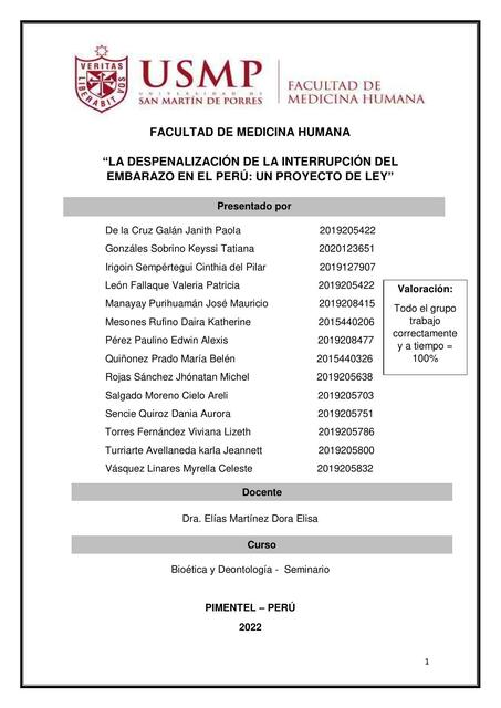 La Despenalización de la Interrupción del Embarazo en el Perú 