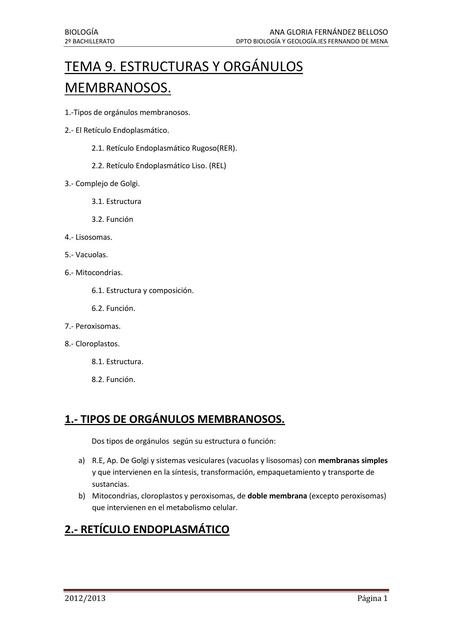 Estructuras y Orgánulos Membranosos 