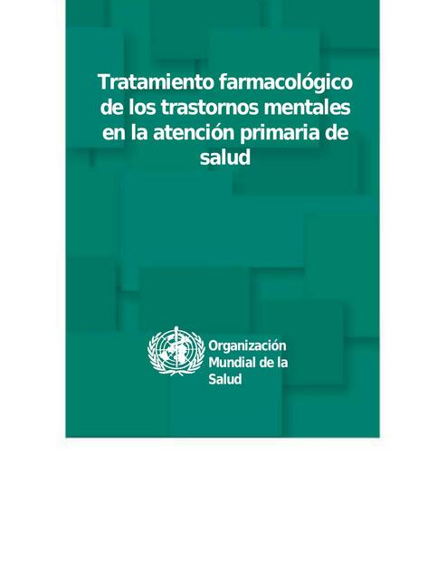 Tratamiento Farmacológico de los Trastornos Mentales en la Atención Primaria de Salud 