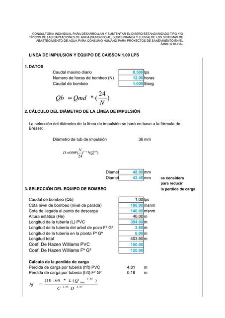 Línea de Impulsión y Equipo de Caisson 