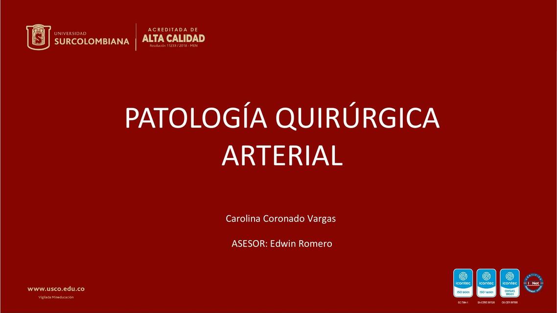 Patología Quirúrgica Arterial  