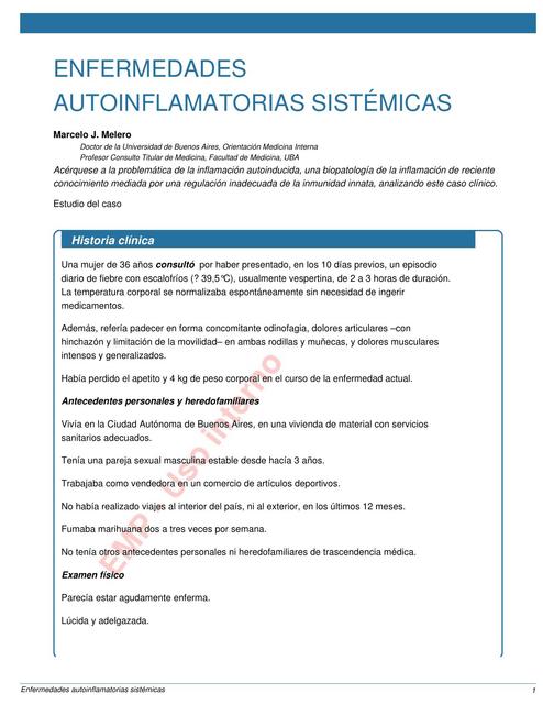 Enfermedades auto inflamatorias sistémicas 