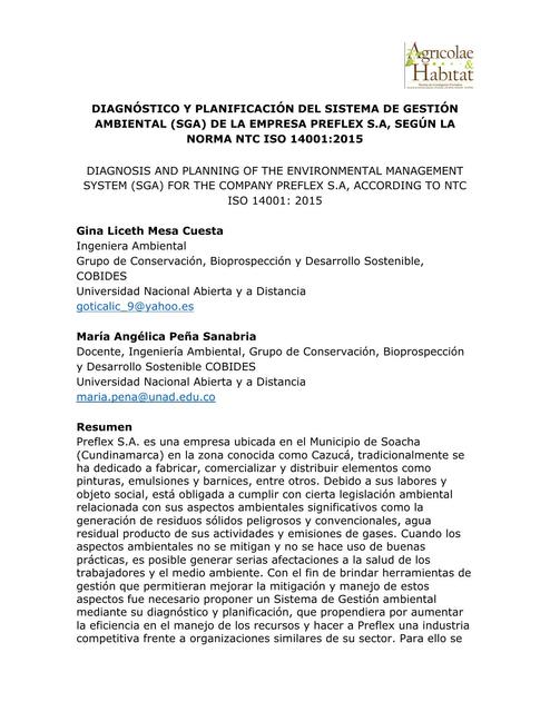 Diagnostico y planificación del Sistema de Gestión