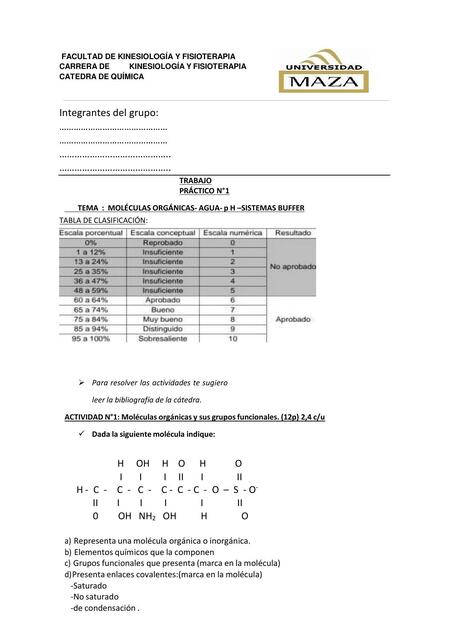 Moléculas Orgánicas- Agua- pH- Sistema Buffer 