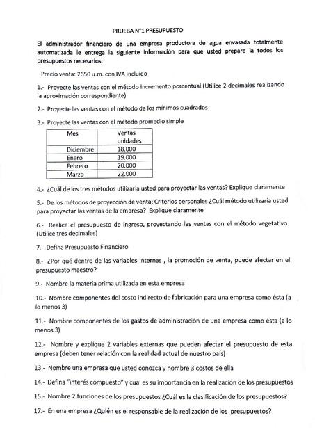 Prueba N°1 Presupuesto 