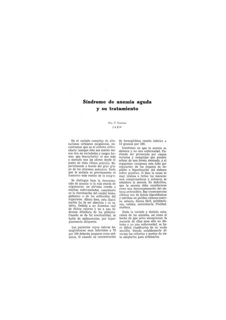 Síndrome de Anemia Aguda y en su Tratamiento 