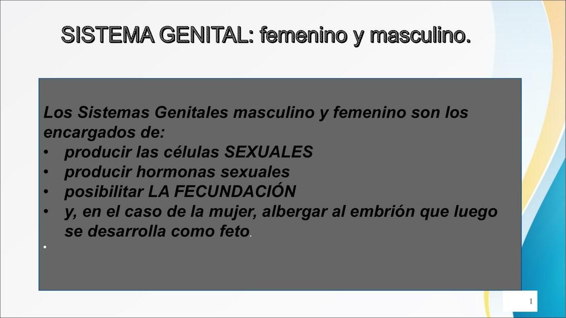 Embriología: Sistema Genital Fem y Masc.