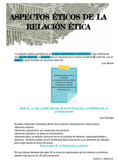 Aspectos Éticos de la Relación Ética 