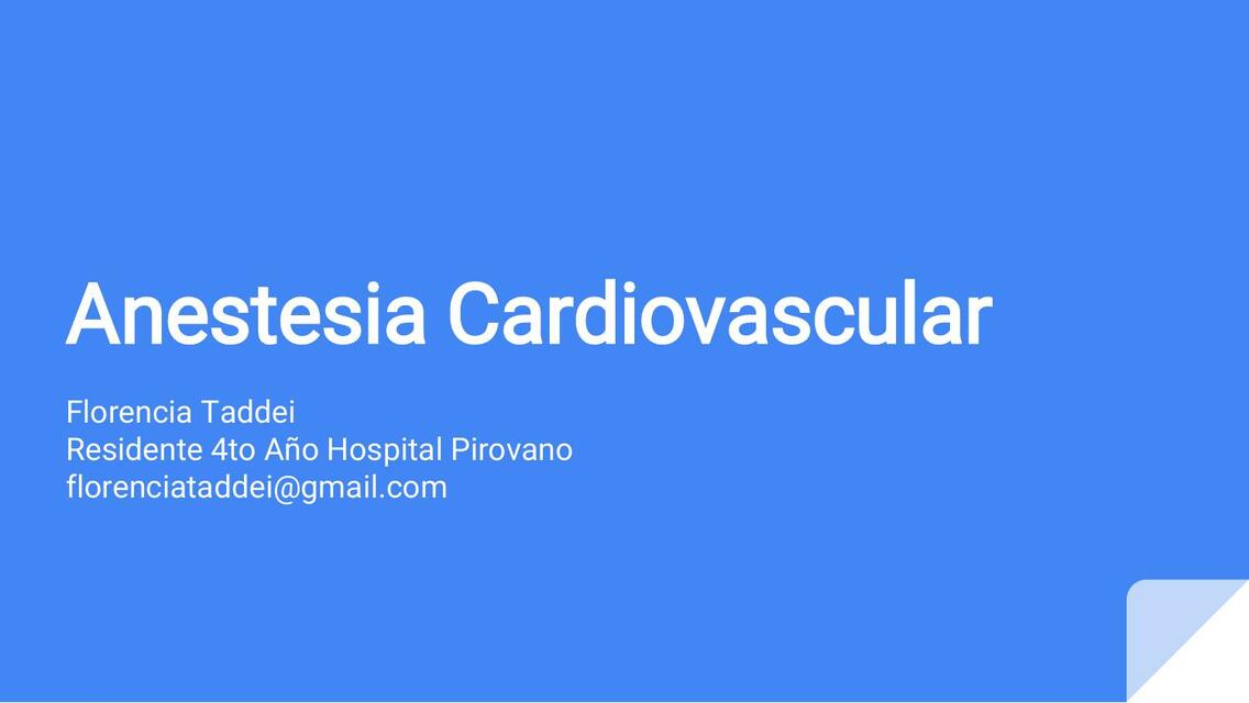 Anestesia Cardiovascular