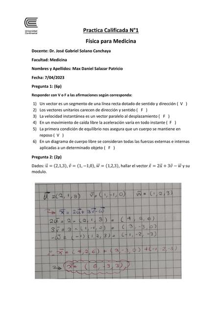 Practica calificada física para medicina