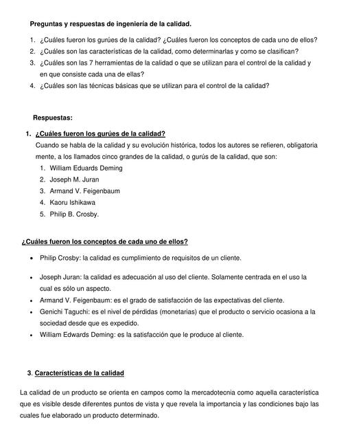 Preguntas y Respuestas de Ingeniería de la Calidad