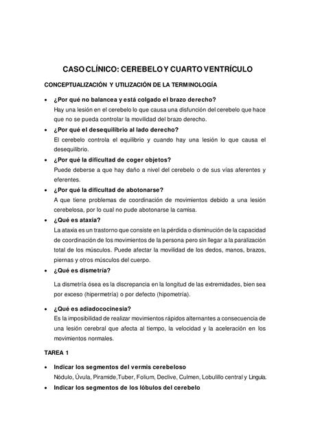 Caso Clínico: Cerebelo y Cuarto Ventrículo 