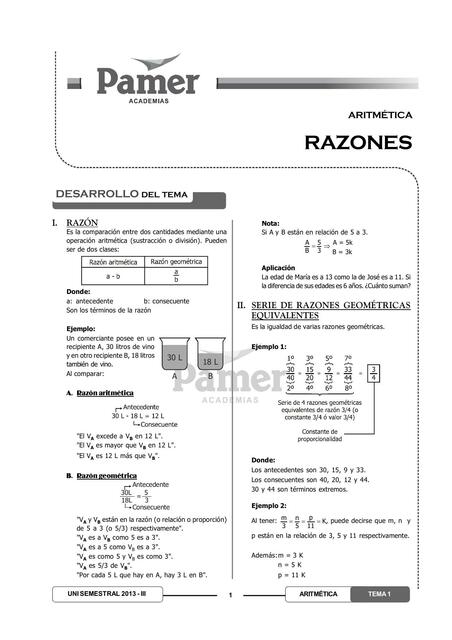 Aritmética: Razones