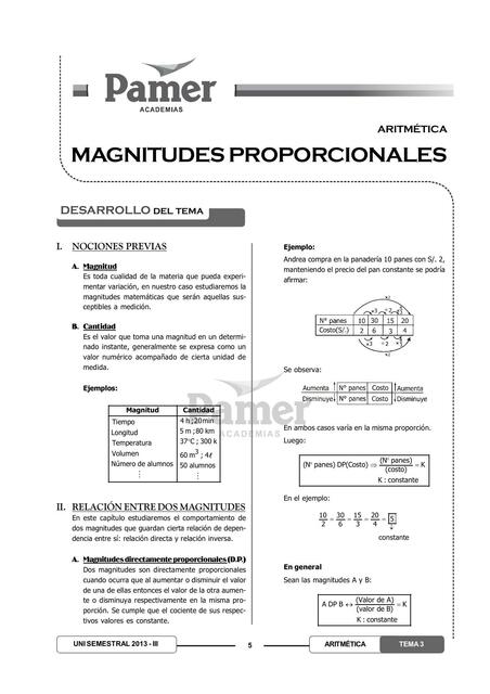 Aritmética: Magnitudes proporcionales