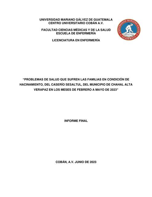 Problemas de Salud que Sufren las Familias en Condición de Hacinamiento 