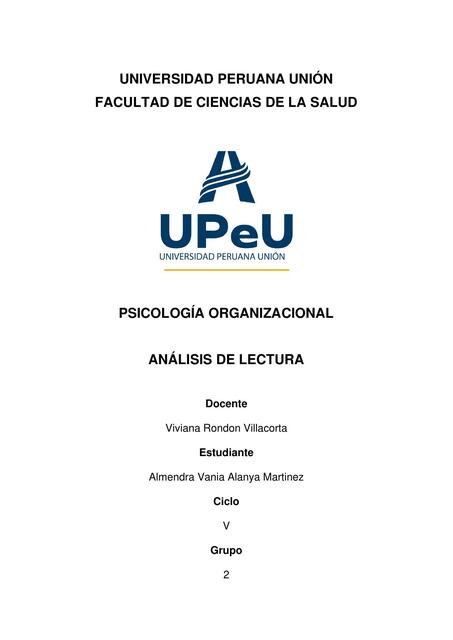 Análisis Cap. 1: “El Campo de la Psicología Organizacional.” 