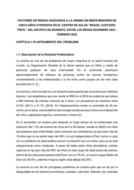 La Anemia y la Desnutrición Infantil