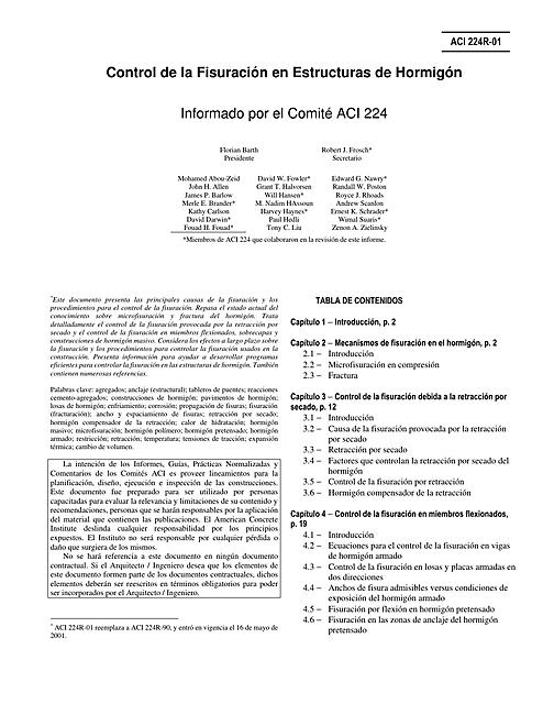 Control de la fisuracion en hormigon aci