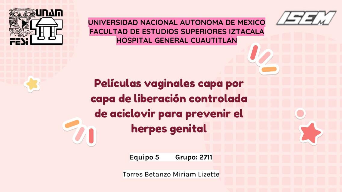 Películas vaginales capa por capa de liberación controlada de aciclovir para prevenir el herpes genital