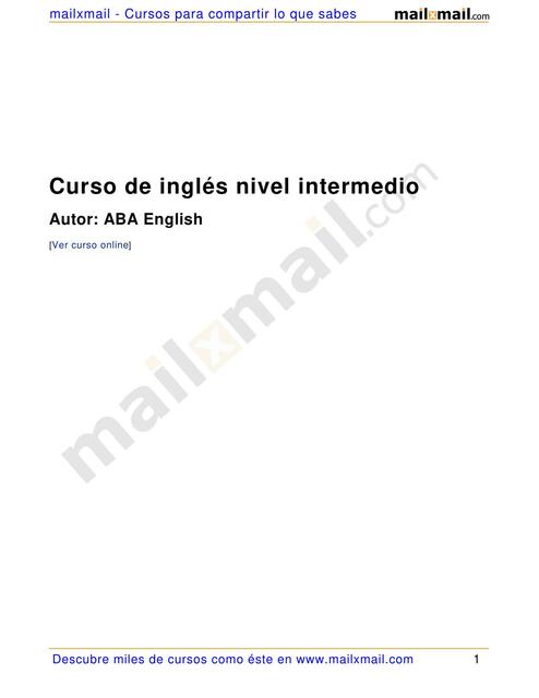 Curso de Inglés Nivel Intermedio