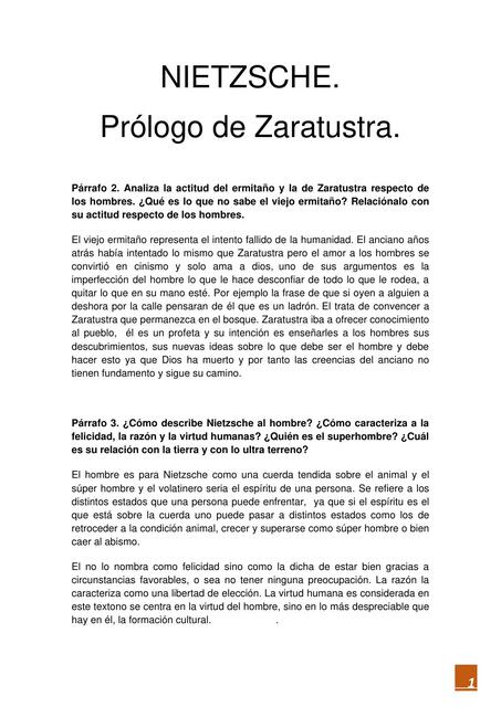 Nietzsche- Prólogo de Zaratustra