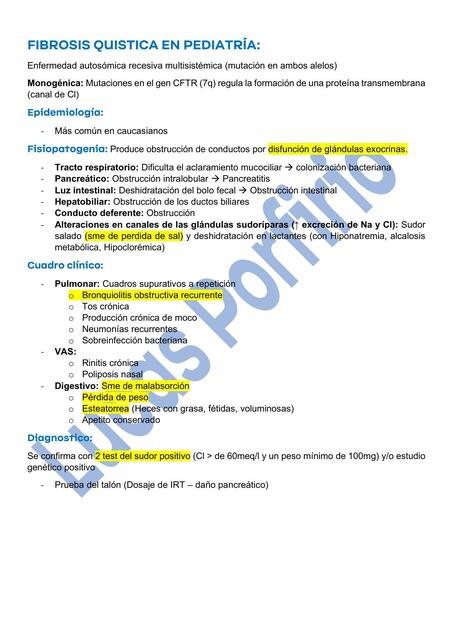 Fibrosis Quística en Pediatría