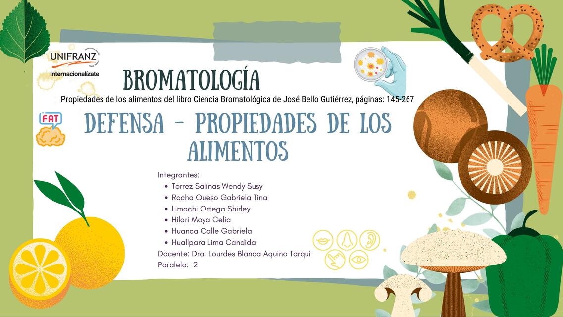 Defensa- Propiedades de los Alimentos 