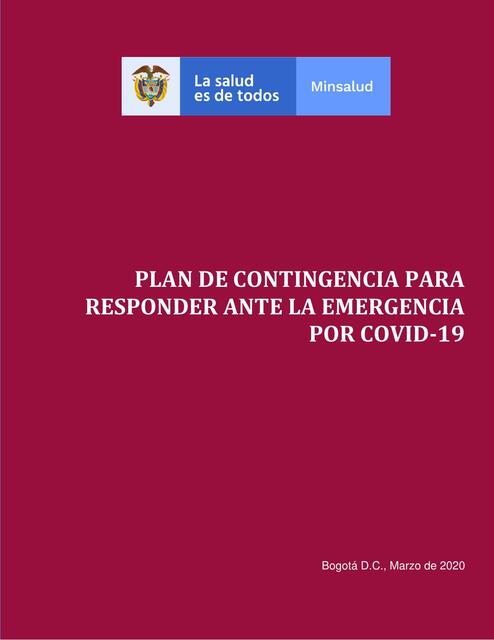 Plan de contingencia para responder ante la emergencia por covid-19 