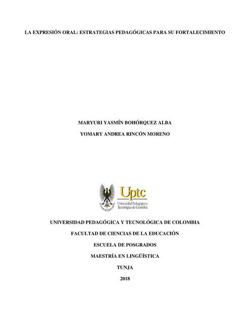 La expresión oral. Estrategias pedagógicas para su fortalecimiento