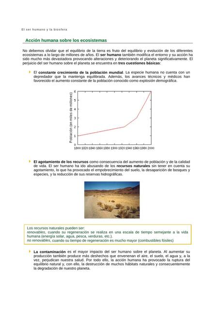 Acción humana sobre los ecosistemas 